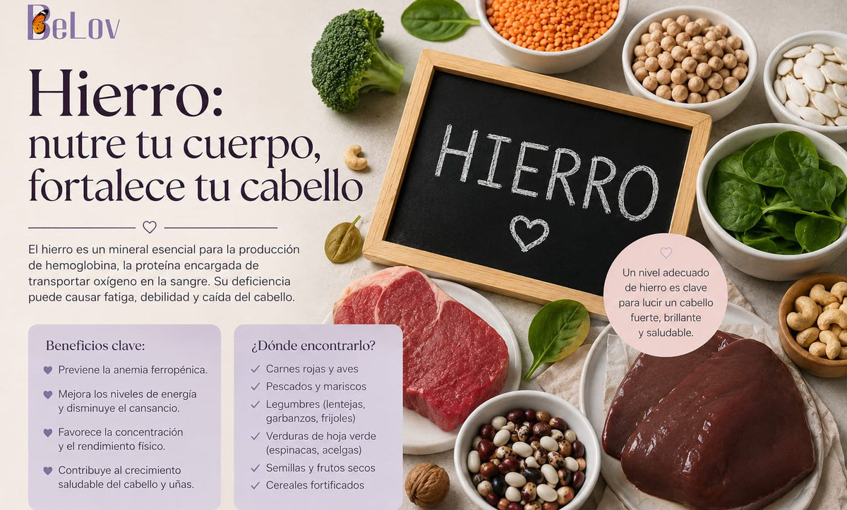 Hierro: el mineral silencioso que influye en tu energía, tu bienestar y la salud de tu cabello